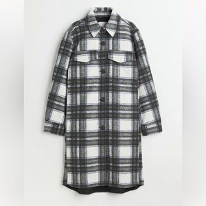 H&M long plaid overcoat shacket jacket